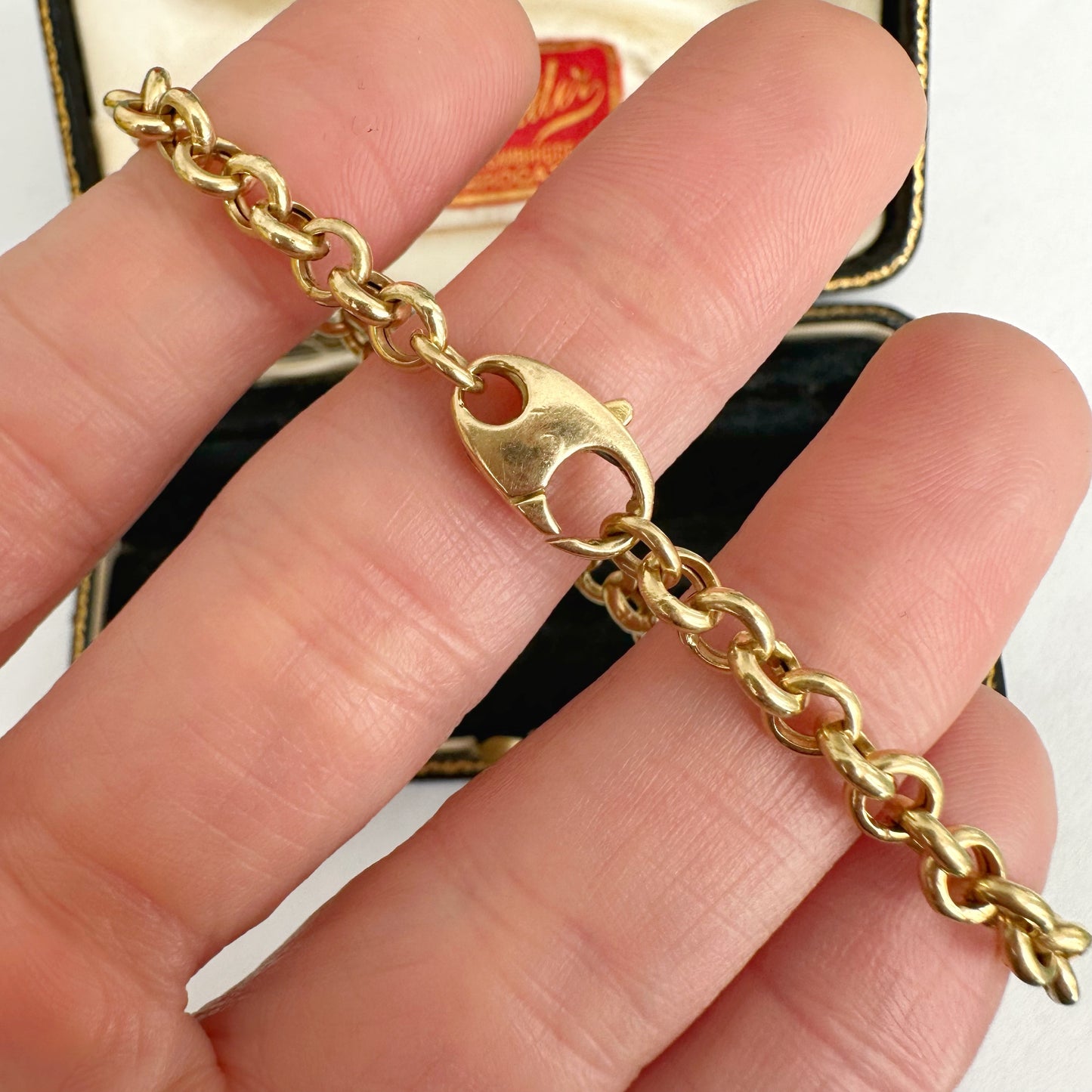 Vintage 18ct gold rolo belcher bracelet