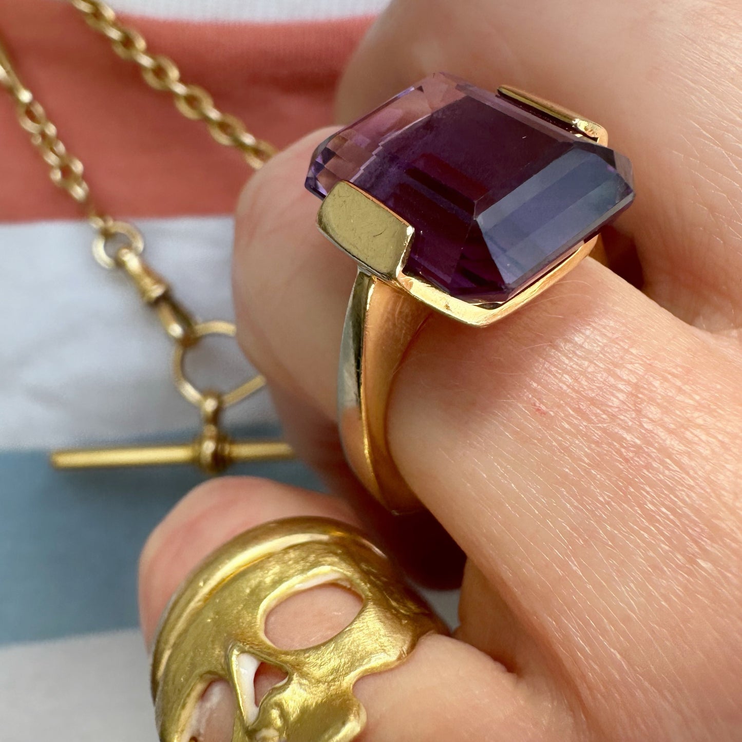 Vintage 18ct gold & amethyst cocktail ring