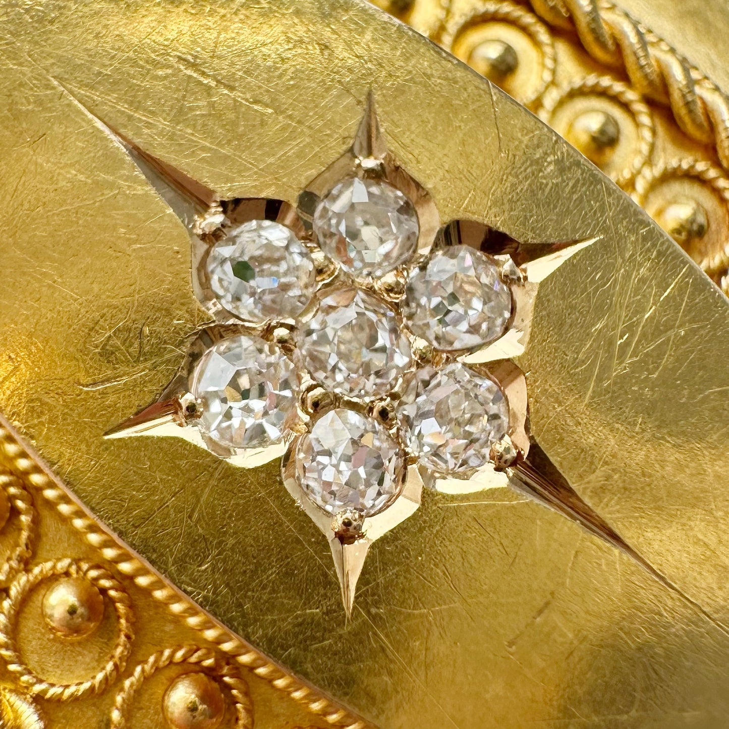 Antique 15ct gold & old cut diamond pendant