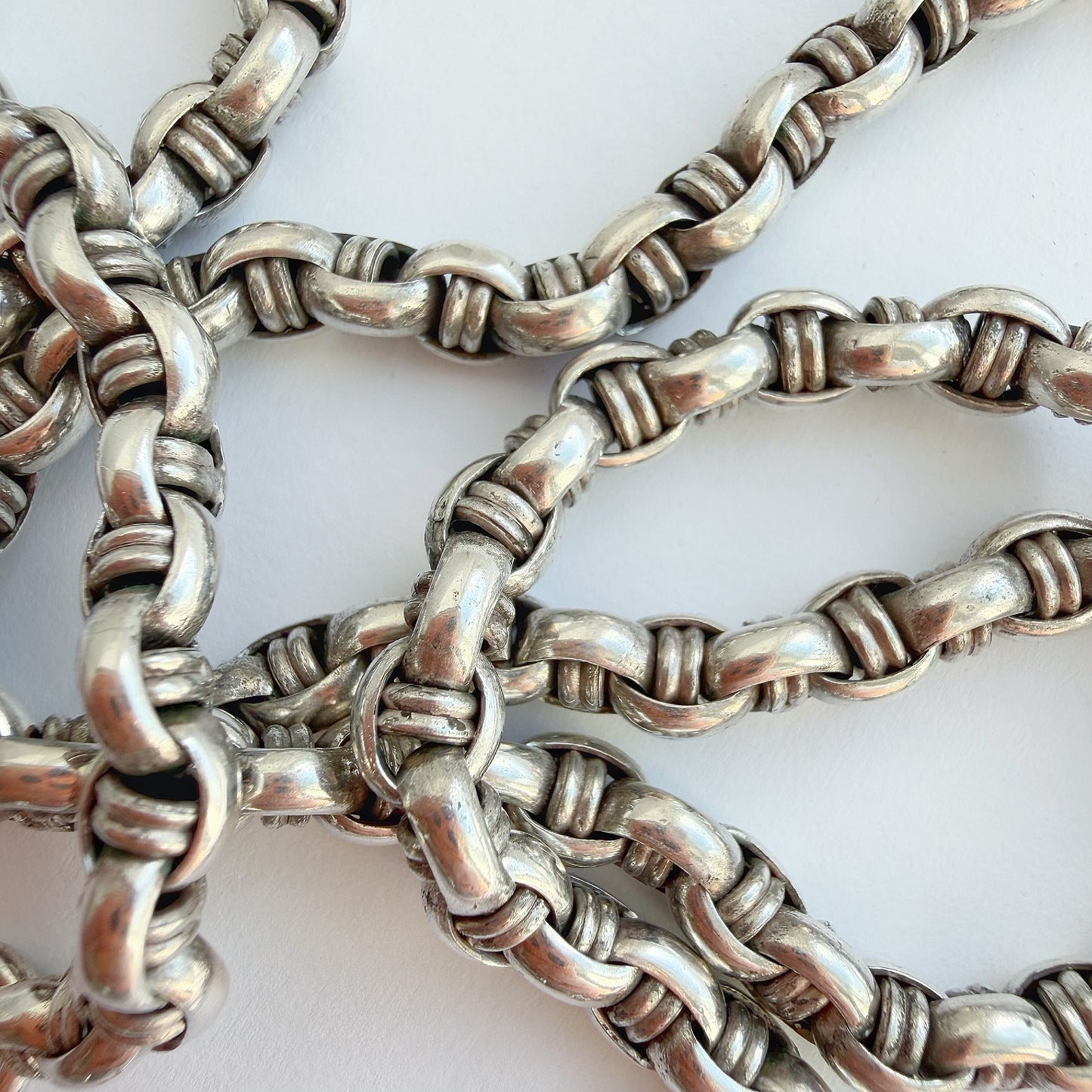 Antique silver fancy link belcher chain