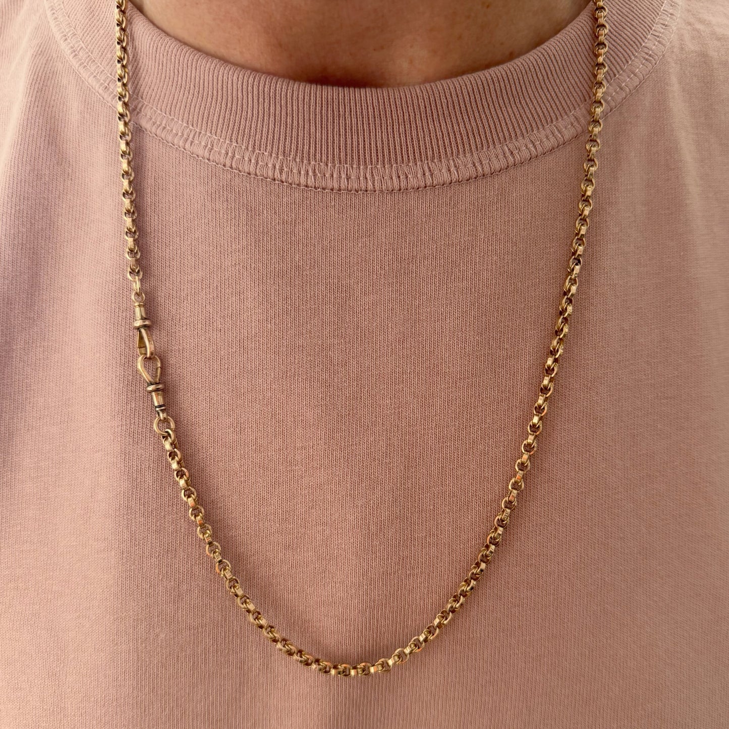 Antique 9ct rosy lovers knot link chain