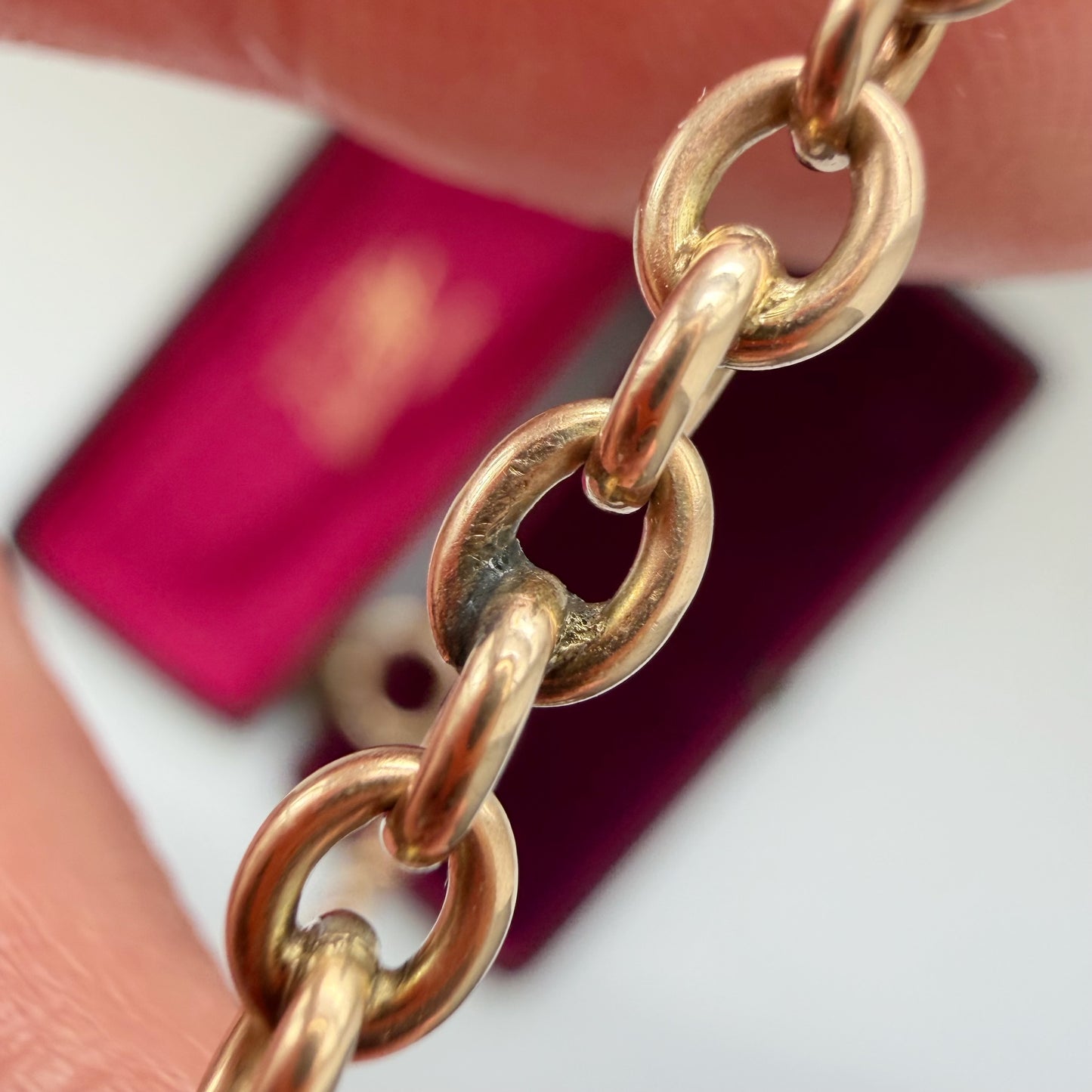Antique 9ct gold rosy cable link chain/extender