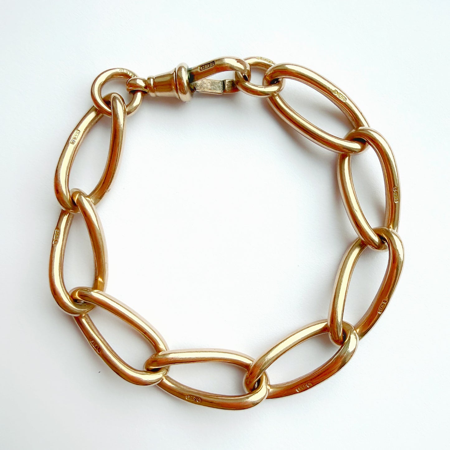Antique 9ct gold open curb link bracelet