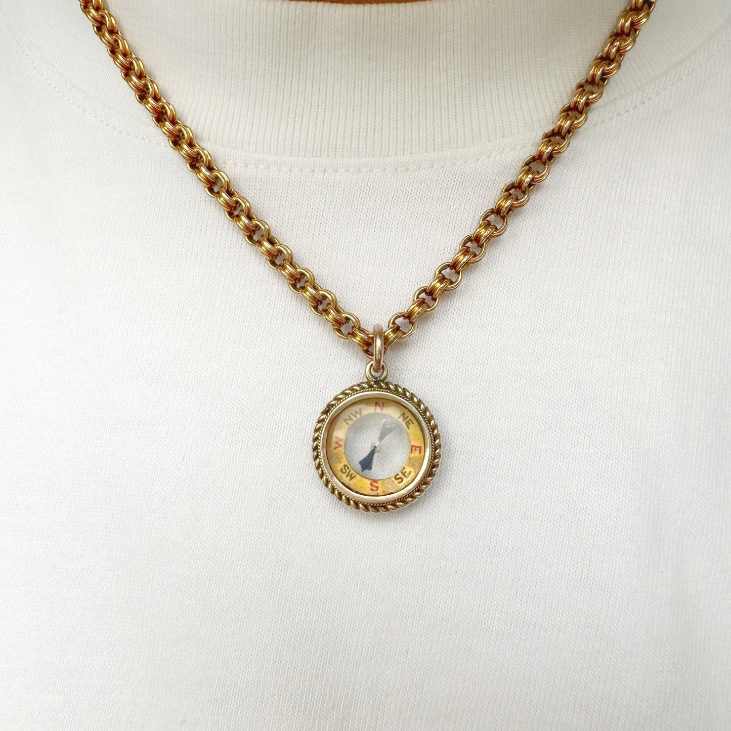 Antique 9ct gold compass charm