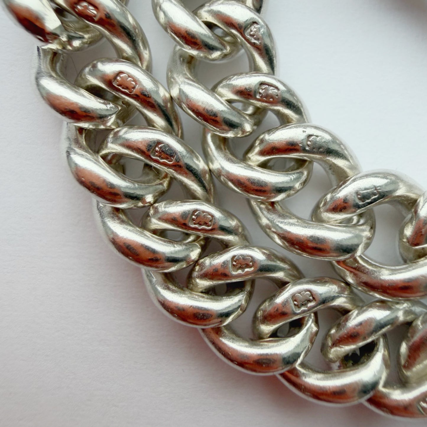 Antique sterling silver graduated curb bracelet