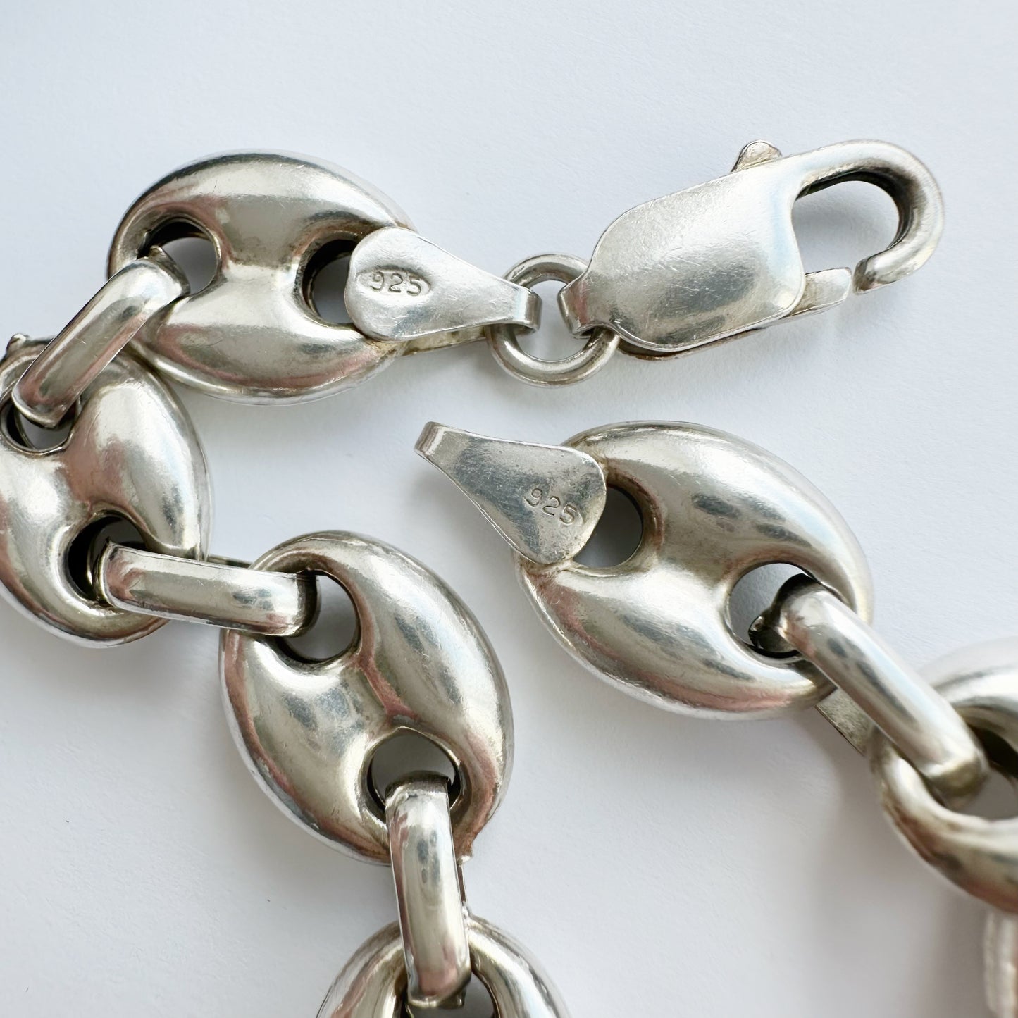 Vintage Sterling silver puffed mariner link bracelet