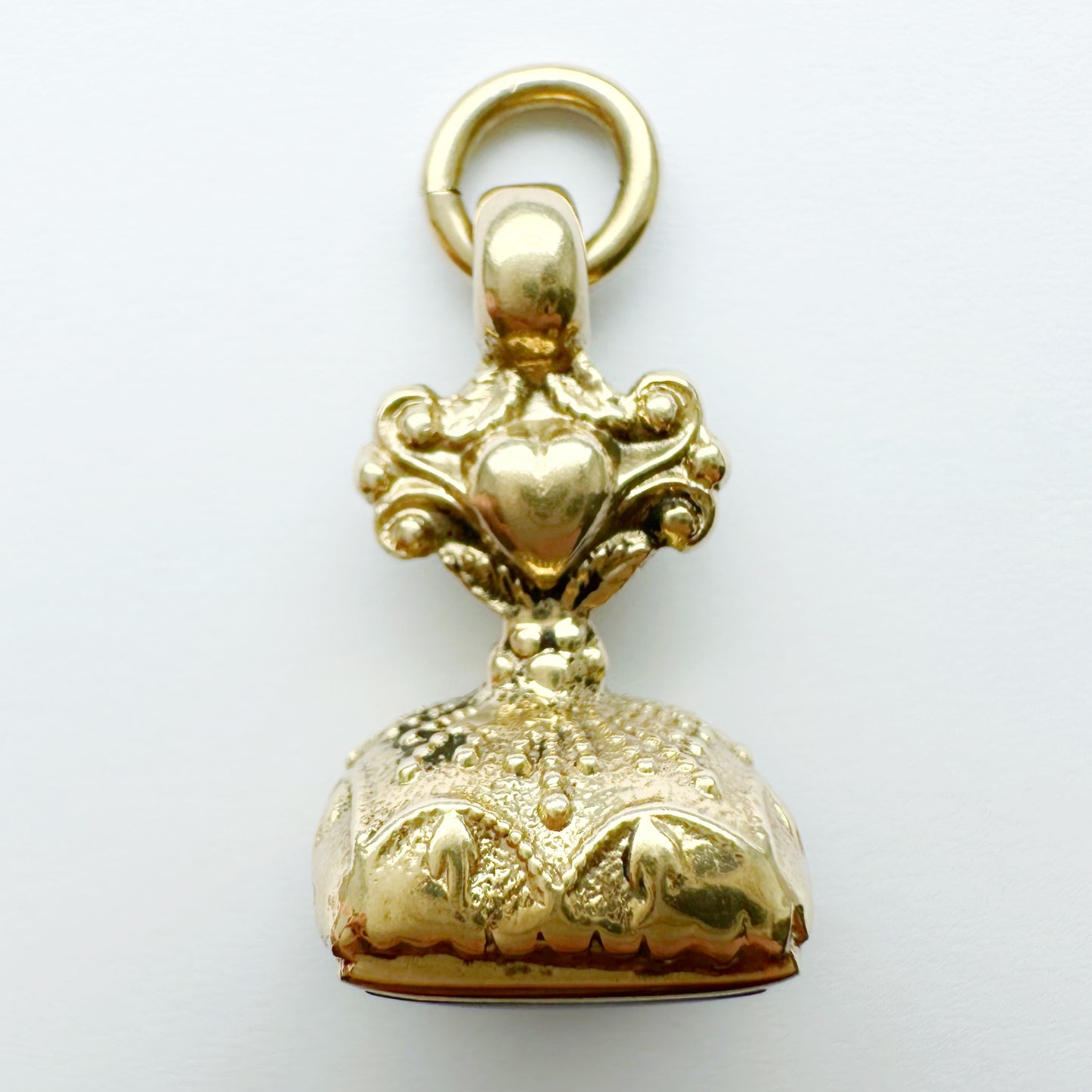 Vintage 9ct gold & bloodstone heart fob
