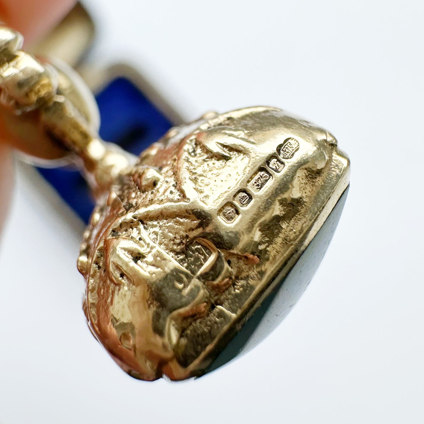 Vintage 9ct gold & bloodstone heart fob