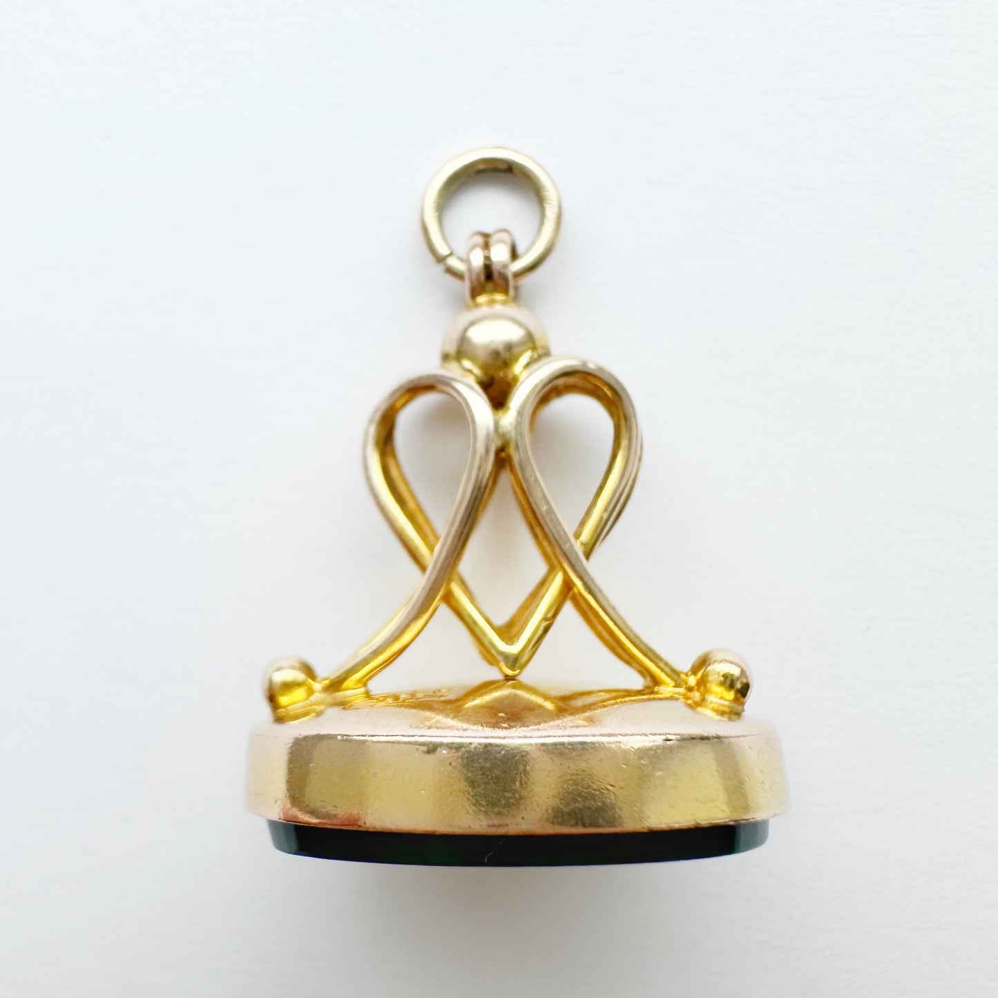 Antique 9ct gold & bloodstone heart fob