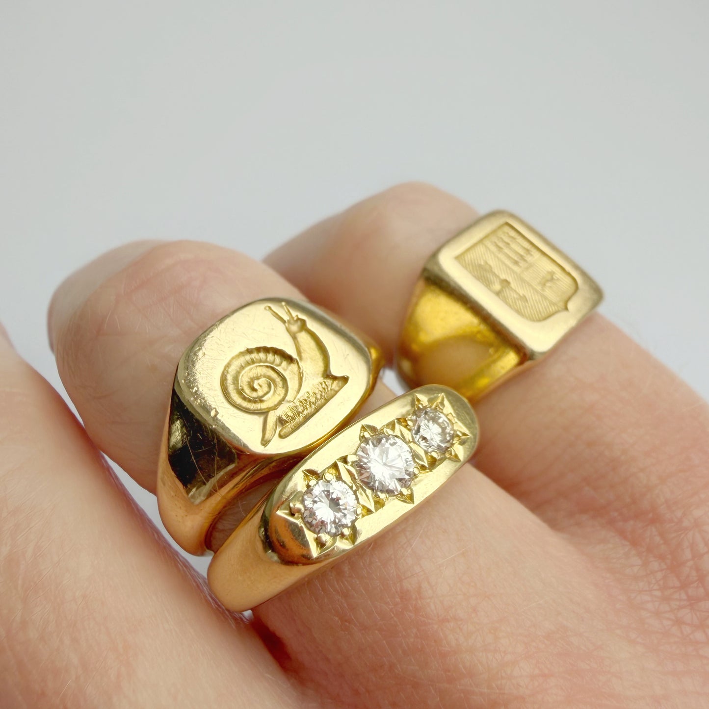 Vintage 18ct gold & diamond startburst set ring