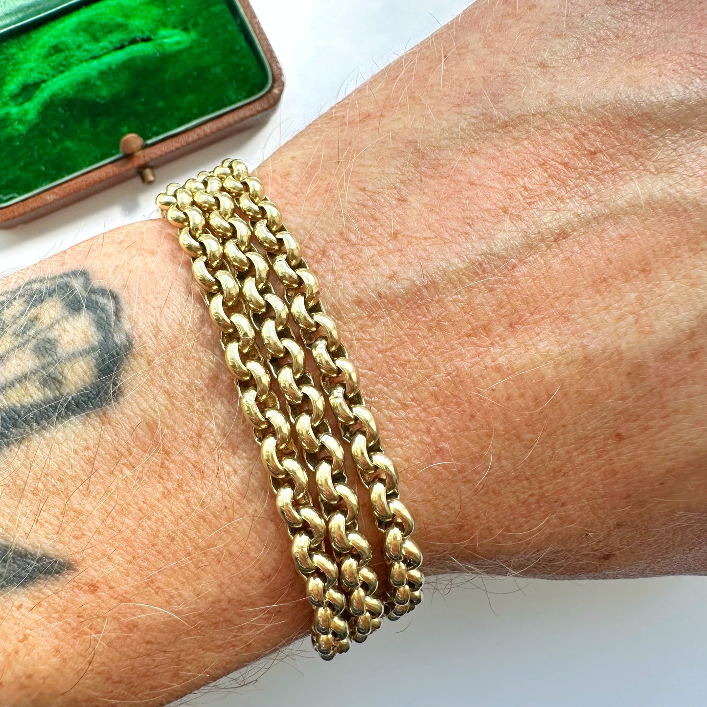 Vintage 9ct gold rolo belcher