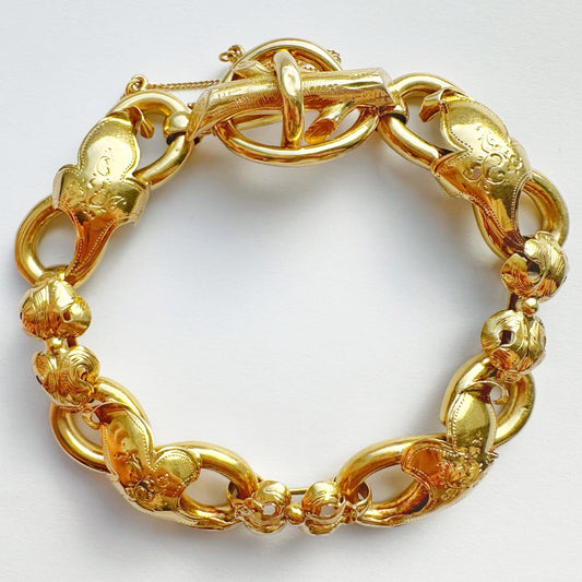 Antique 18ct gold fancy link bracelet