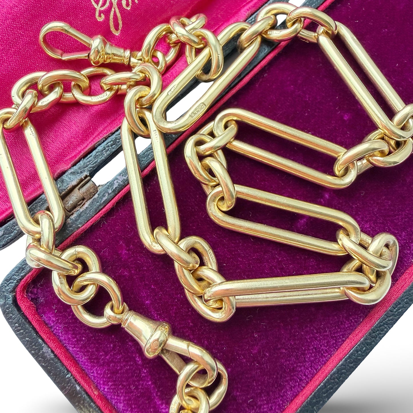 Victorian 9ct gold paperclip link Albert/watch chain
