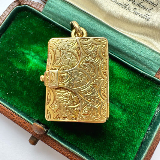 Antique 9ct gold book locket