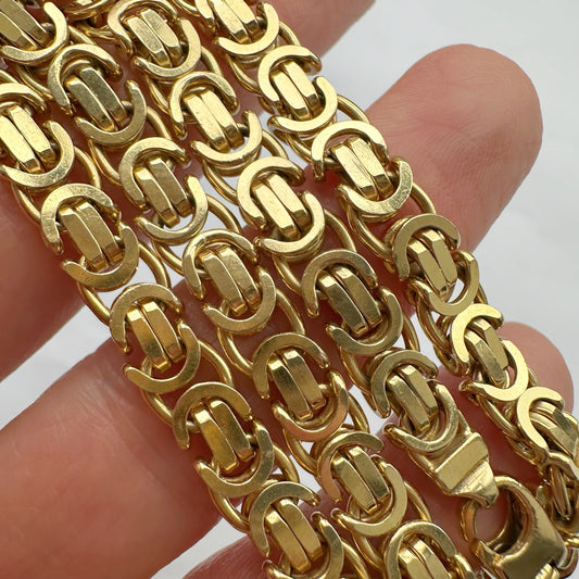 Chunky vintage 9ct gold byzantine chain