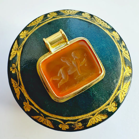 Antique carnelian intaglio pendant