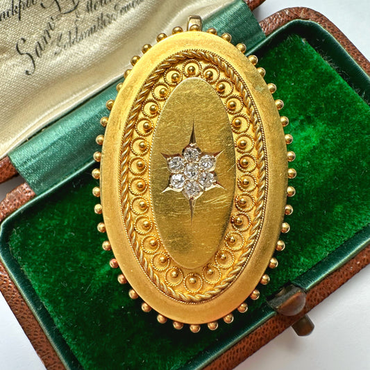 Antique 15ct gold & old cut diamond pendant