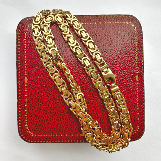 Chunky vintage 9ct gold byzantine chain
