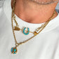 Victorian 15ct gold & turquoise arrow double pendant