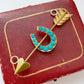Victorian 15ct gold & turquoise arrow double pendant