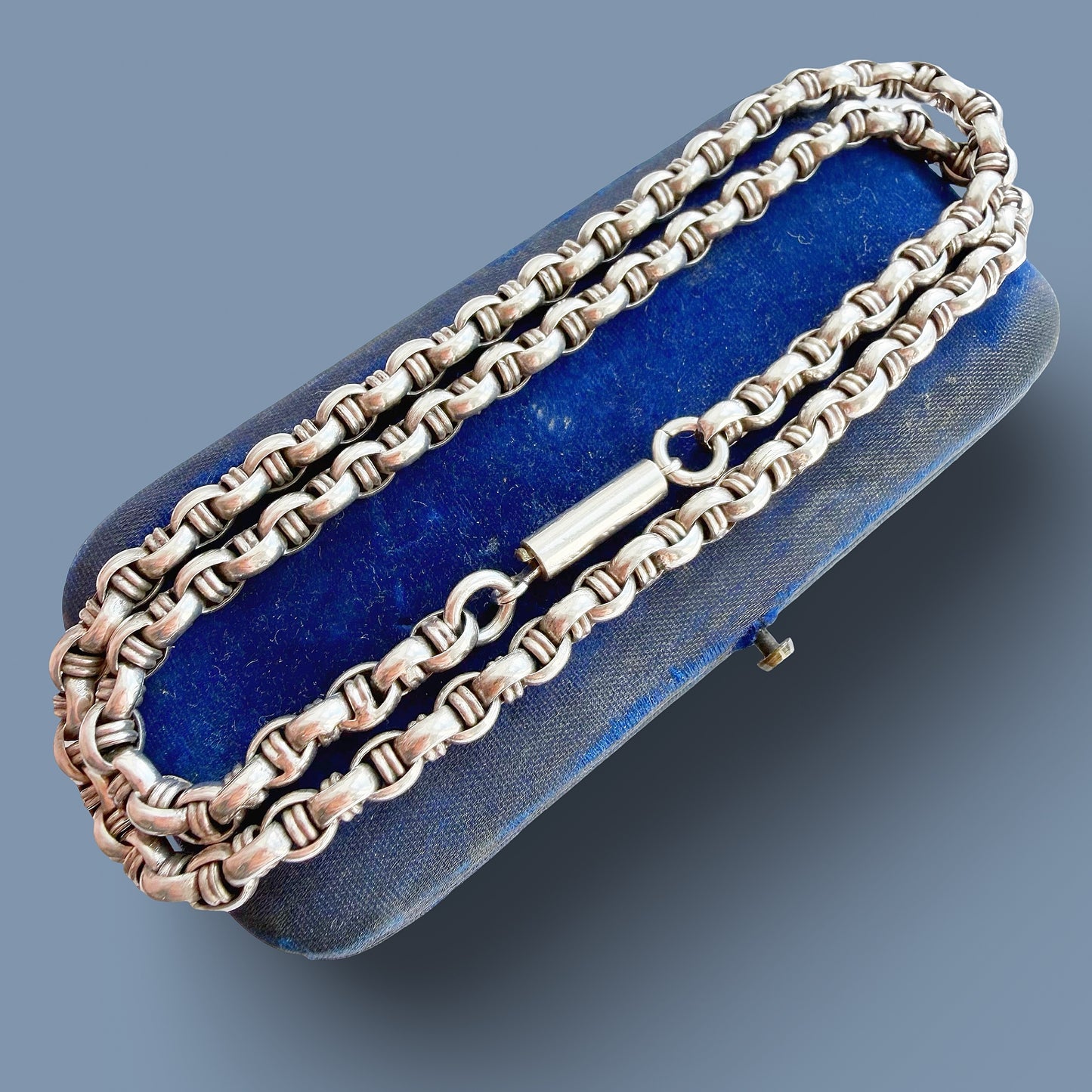 Antique silver fancy link belcher chain