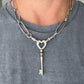 Vintage silver heart key pendant