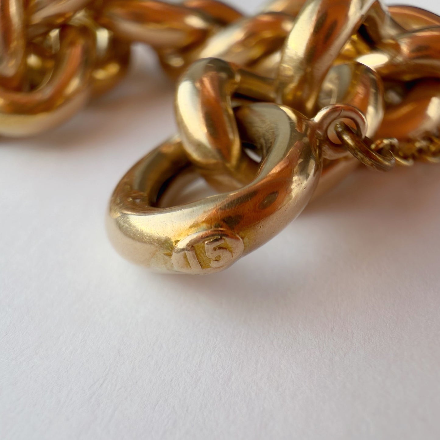 Antique 15ct gold curb bracelet with heart padlock