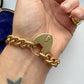 Antique 15ct gold curb bracelet with heart padlock
