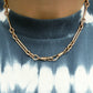 Antique 9ct rosy gold trombone link Albert chain
