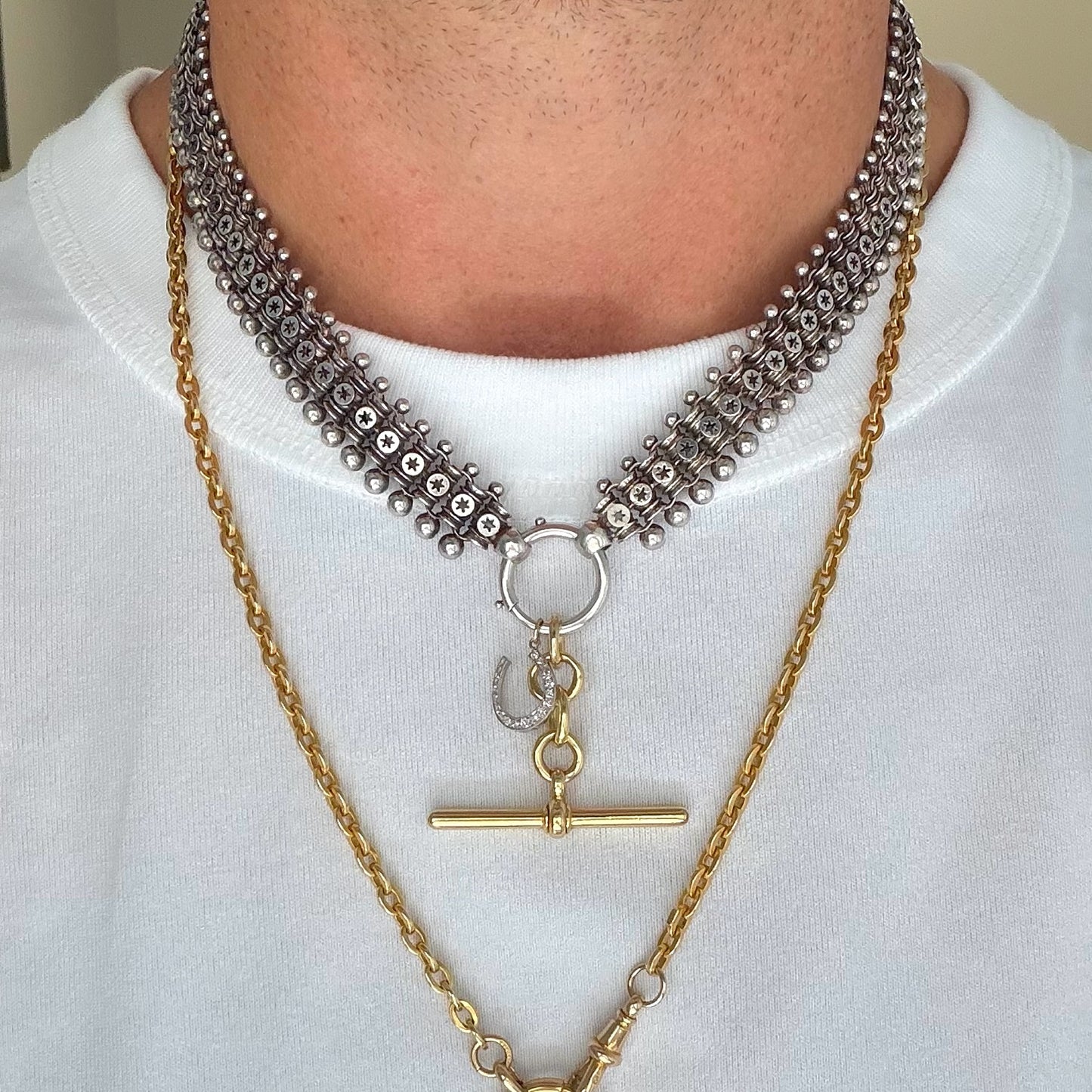 Victorian sterling silver star collar