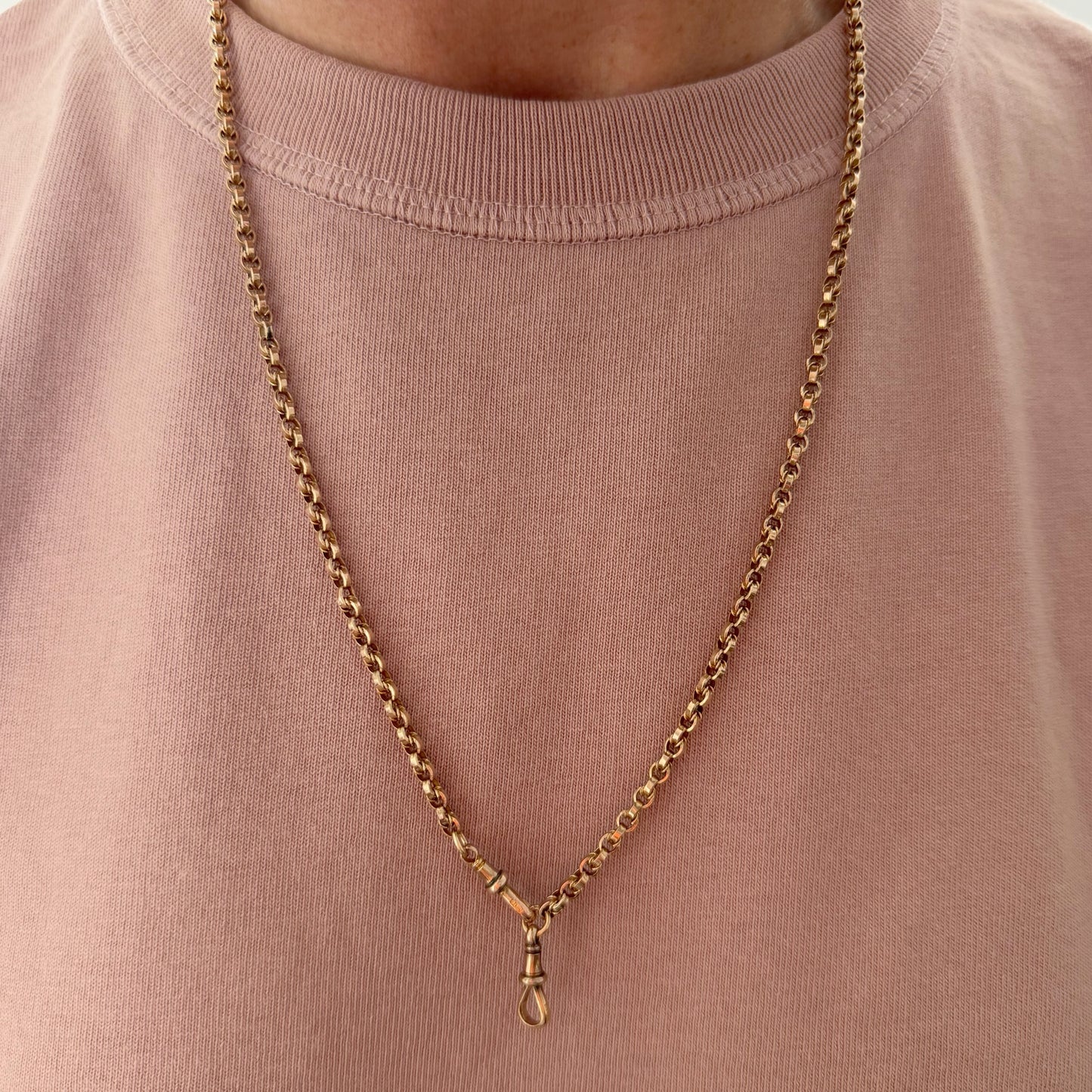 Antique 9ct rosy lovers knot link chain