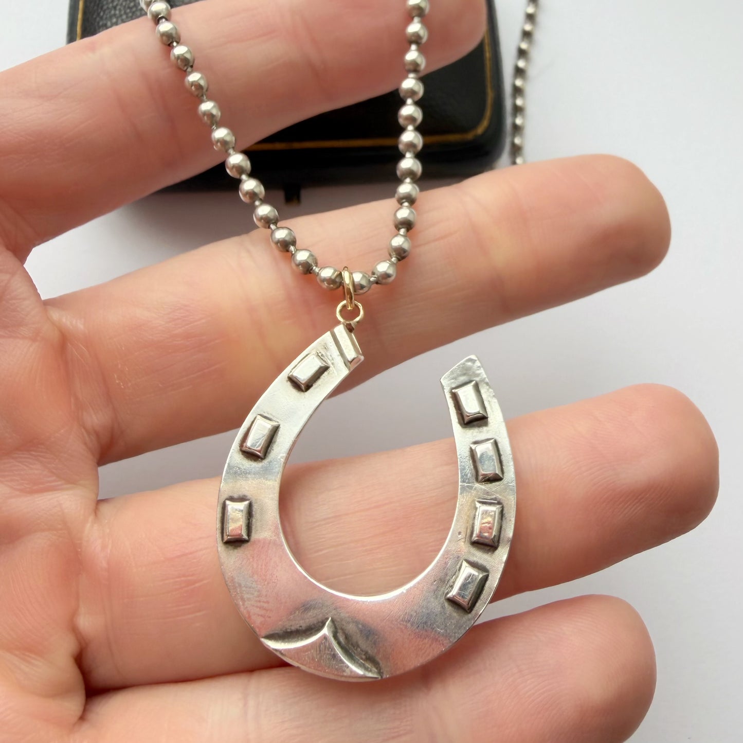 Victorian sterling silver & 9ct gold horseshoe pendant