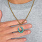 Victorian 9ct gold, turquoise & black enamel horseshoe pendant