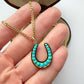 Victorian 9ct gold, turquoise & black enamel horseshoe pendant