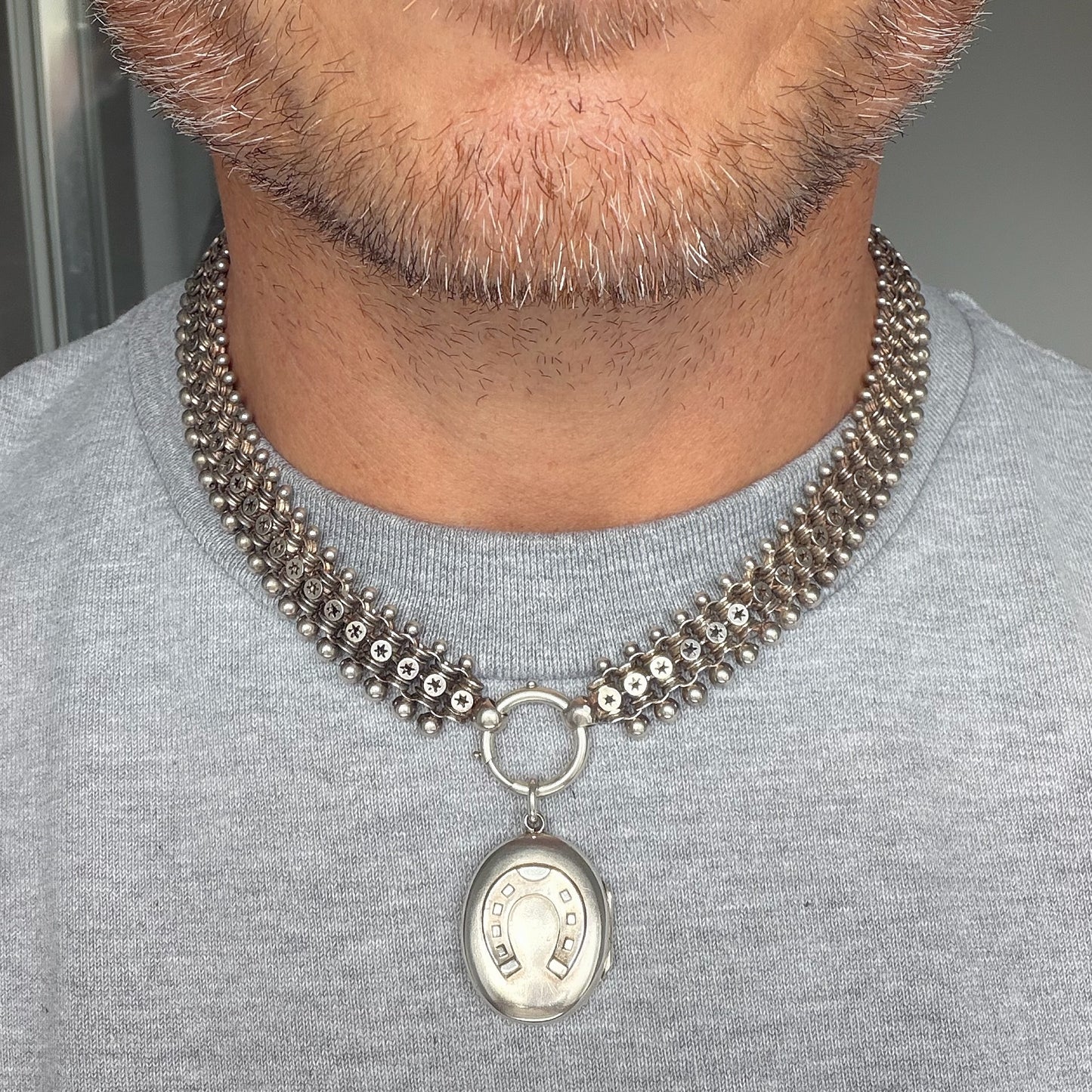 Victorian sterling silver star collar