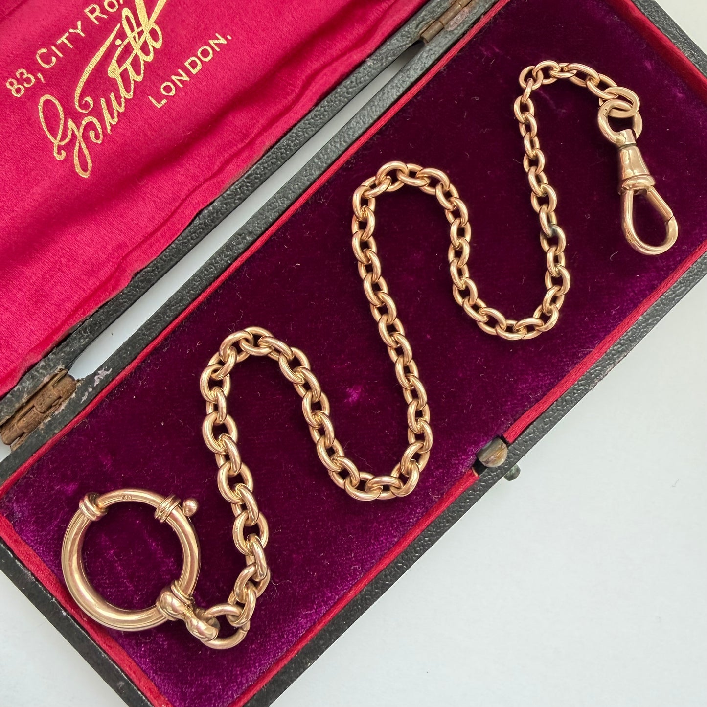Antique 9ct gold rosy cable link chain/extender