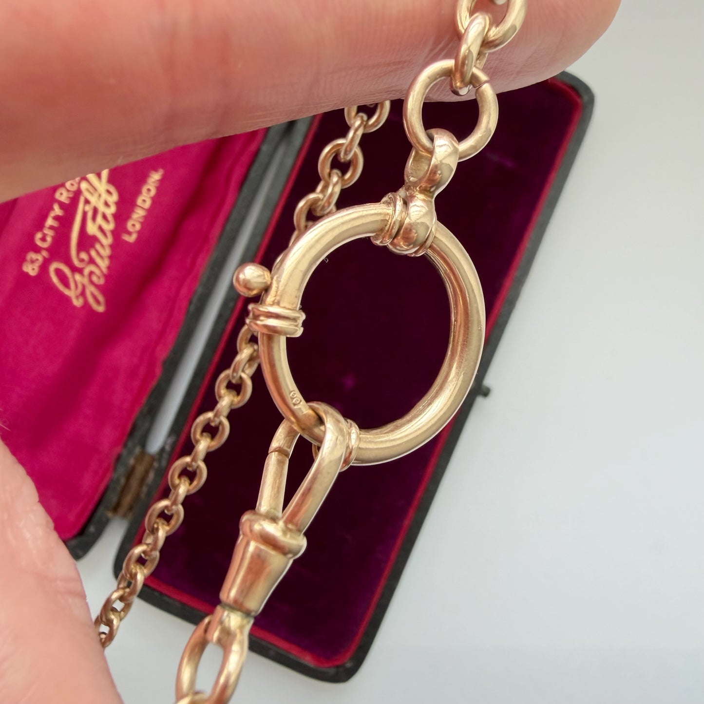 Antique 9ct gold rosy cable link chain/extender