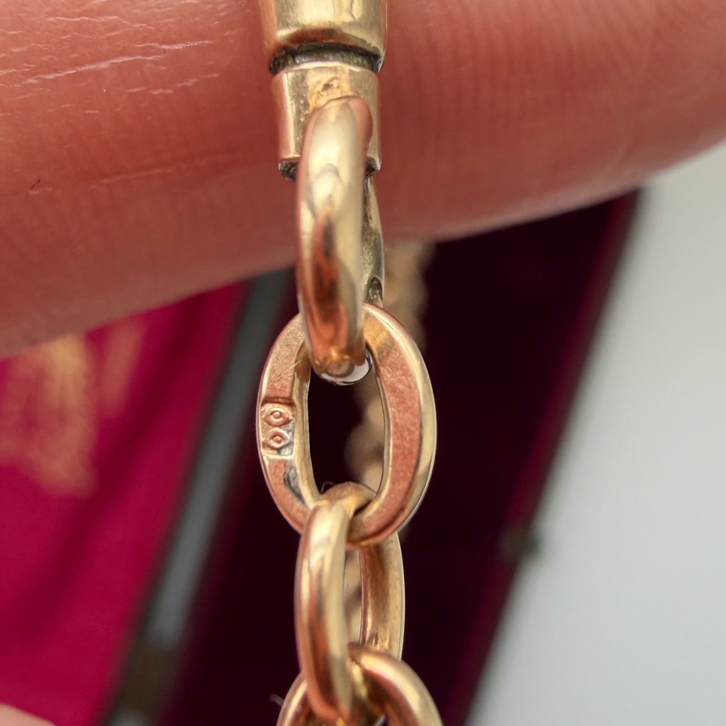 Antique 9ct gold rosy cable link chain/extender