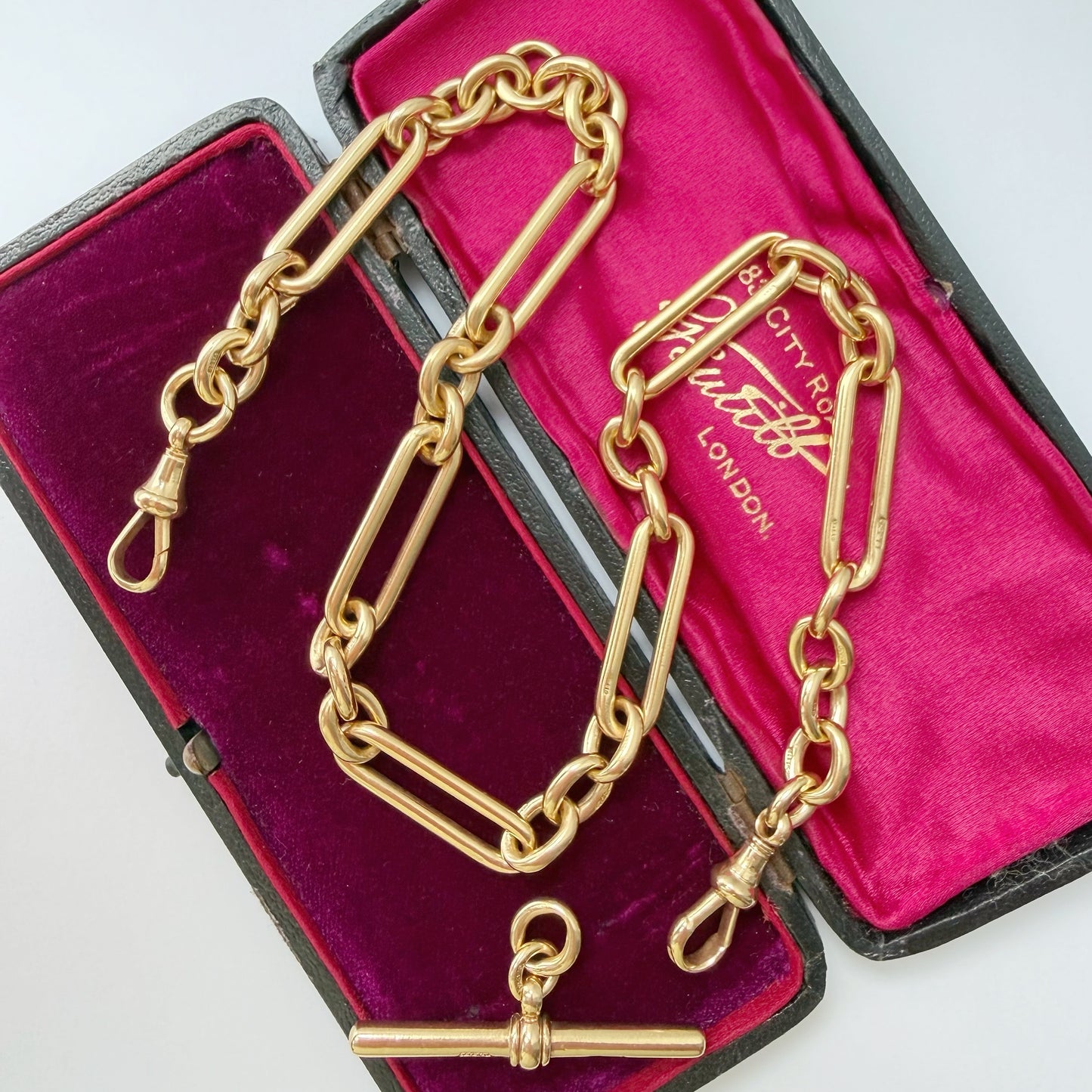 Victorian 9ct gold paperclip link Albert/watch chain