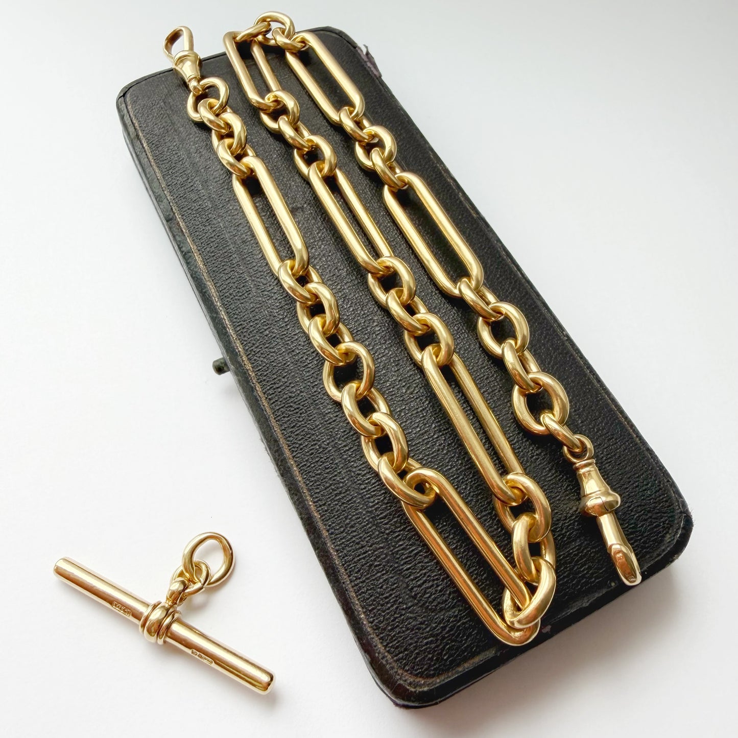 Victorian 9ct gold paperclip link Albert/watch chain