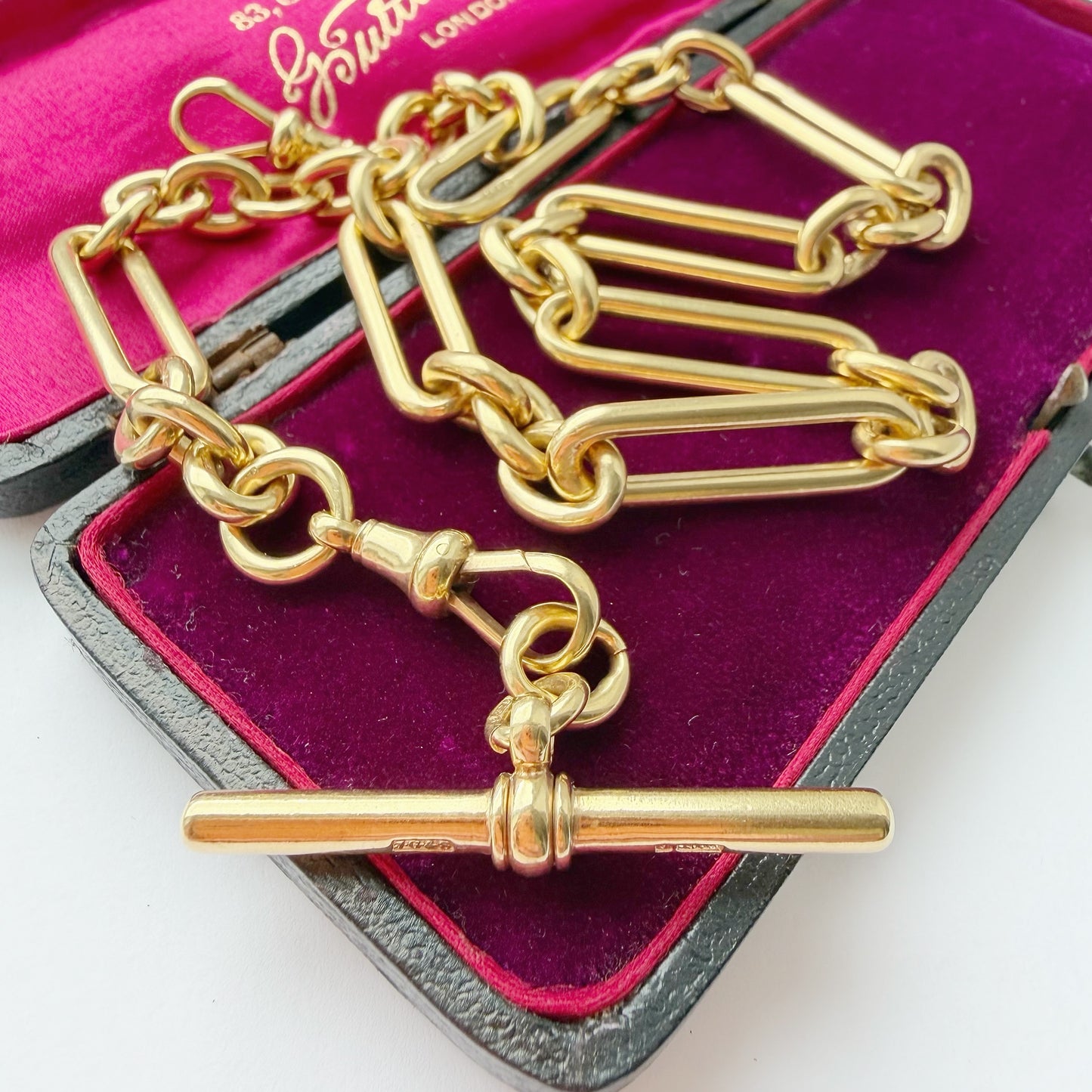 Victorian 9ct gold paperclip link Albert/watch chain
