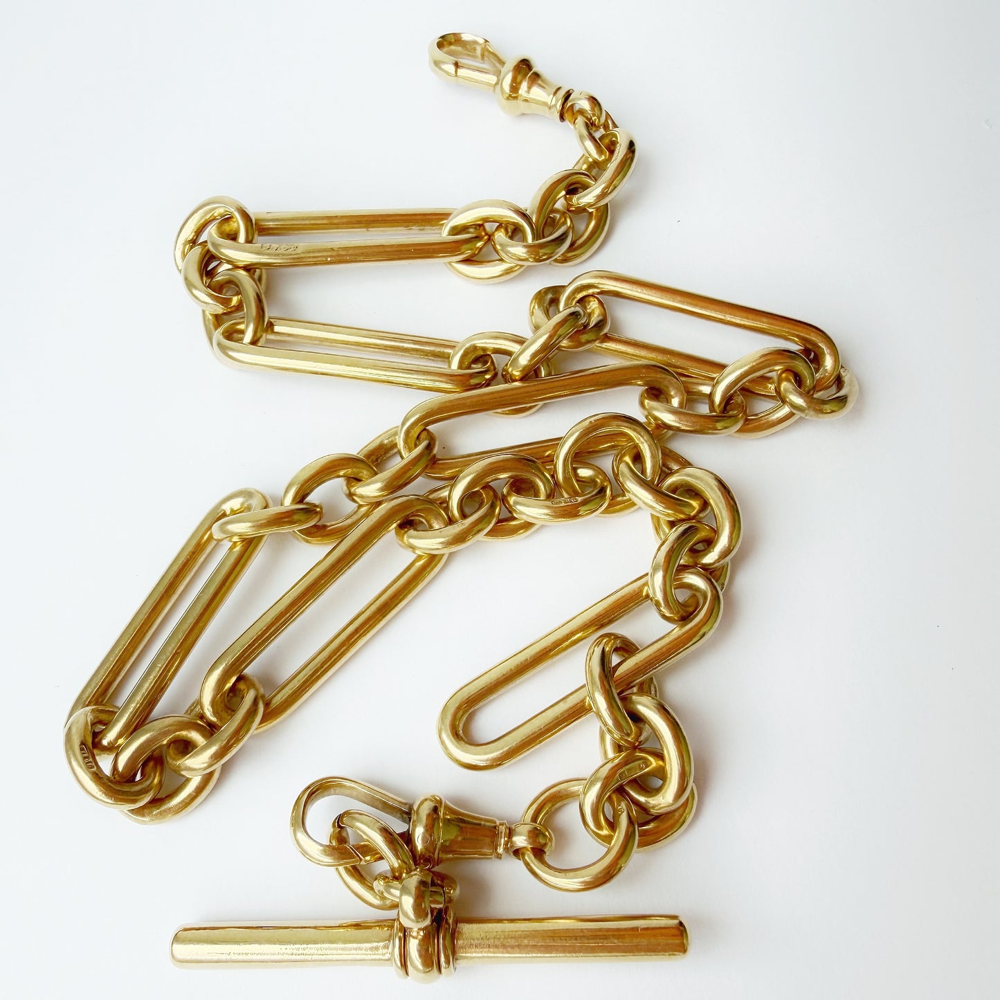 Victorian 9ct gold paperclip link Albert/watch chain