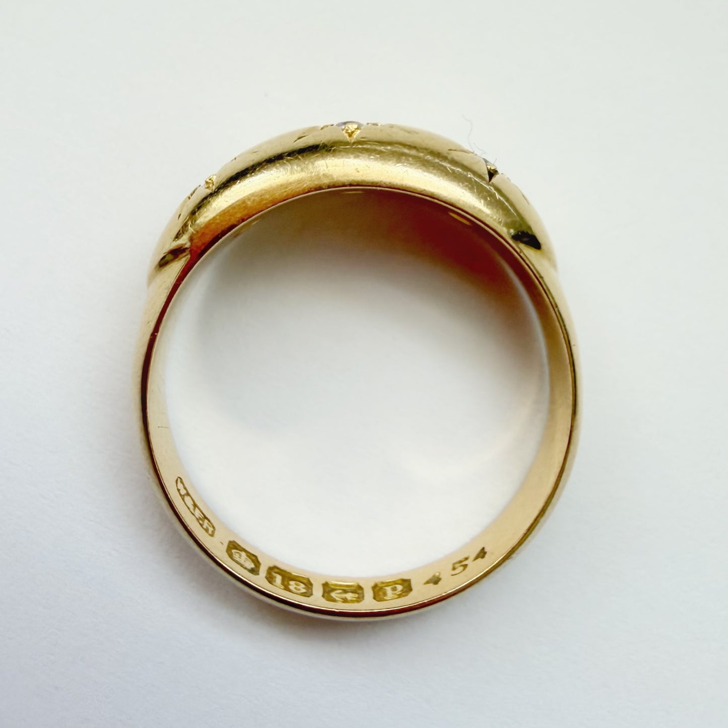 Antique 18ct gold & old cut diamond starburst ring