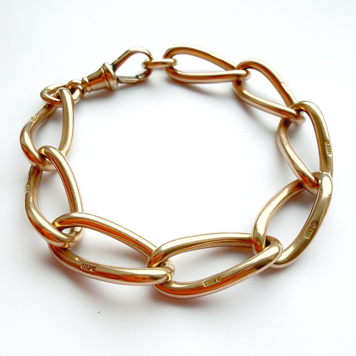 Antique 9ct gold open curb link bracelet