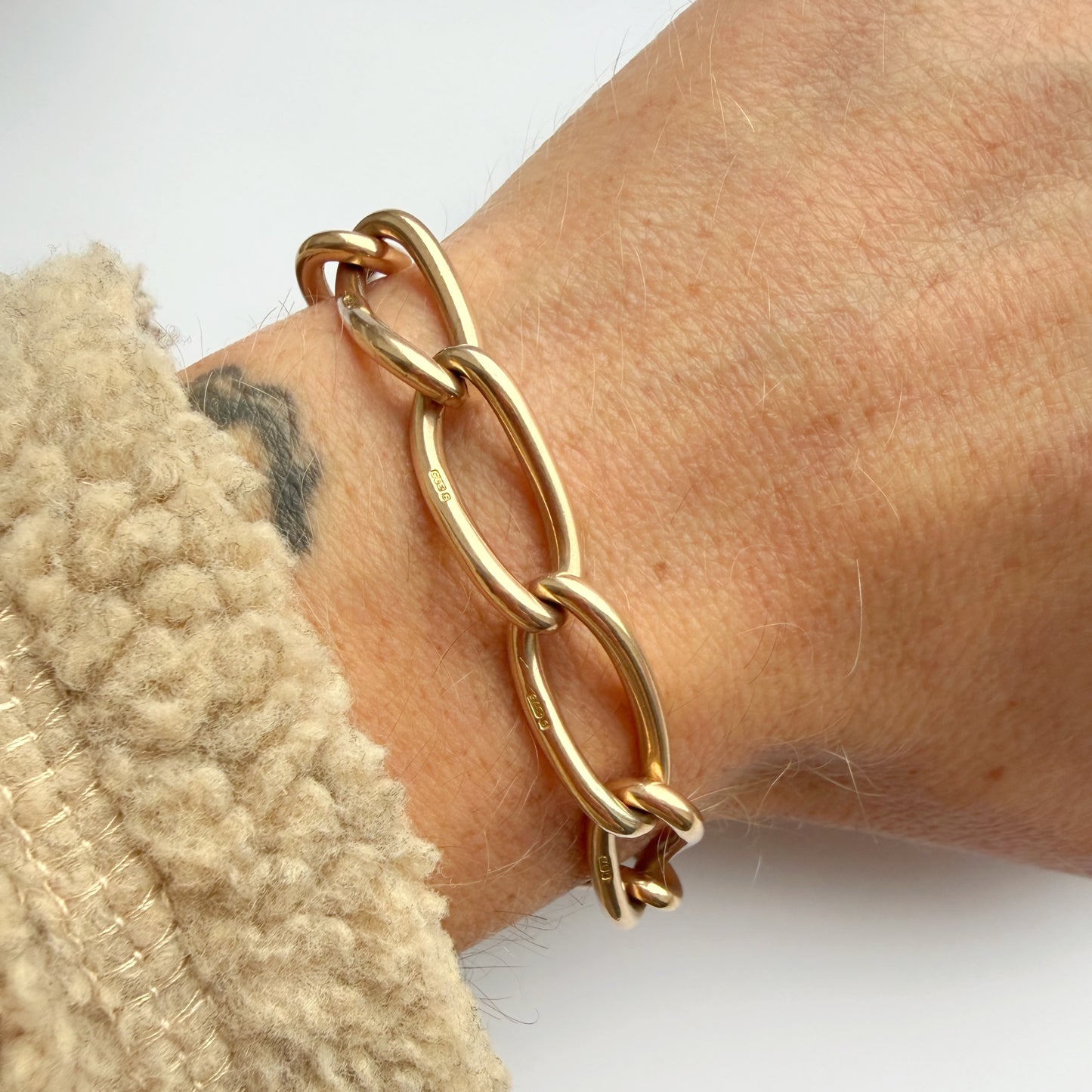 Antique 9ct gold open curb link bracelet