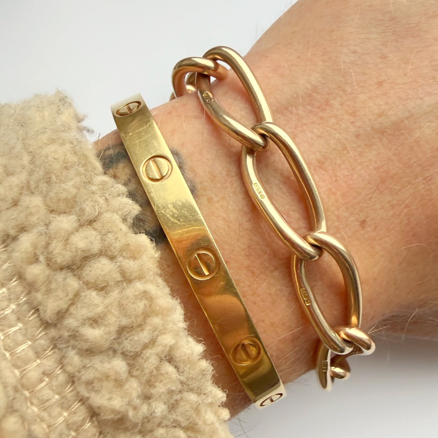 Antique 9ct gold open curb link bracelet