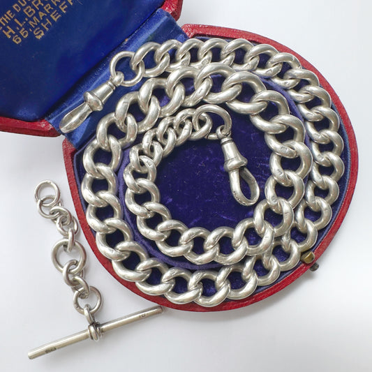Antique silver chunky Albert/watch chain