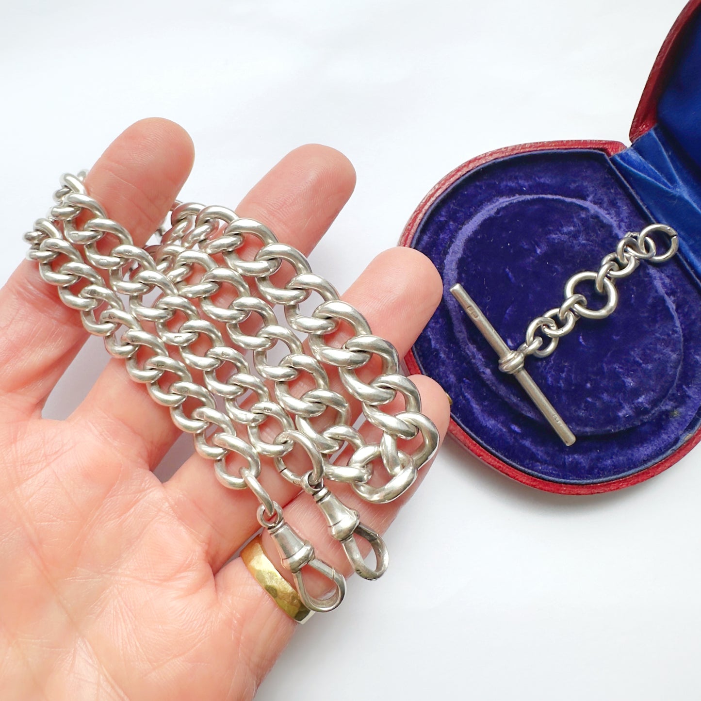 Antique silver chunky Albert/watch chain