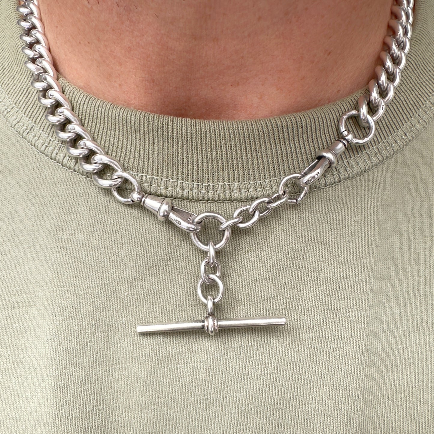 Antique silver chunky Albert/watch chain