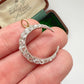 Antique 15ct gold, silver & old cut diamond crescent pendant